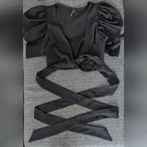 NWOT San Joy Medium Cropped Wrap Top